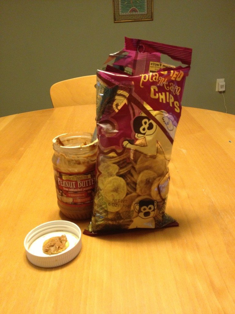 Plantain chips and peanut butter...oh yeah!
