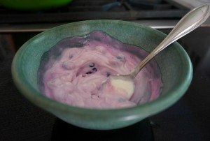 mixing yogurt parfait